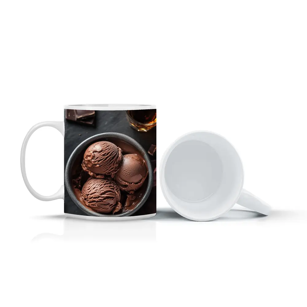 Dark Chocolate Ice Cream Bowl Dark Background – Mugs
