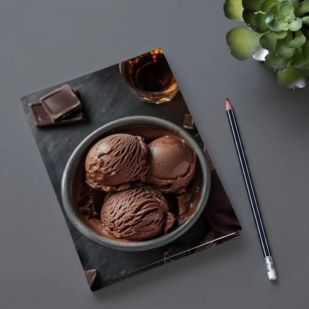 Dark Chocolate Ice Cream Bowl Dark Background – Notebooks