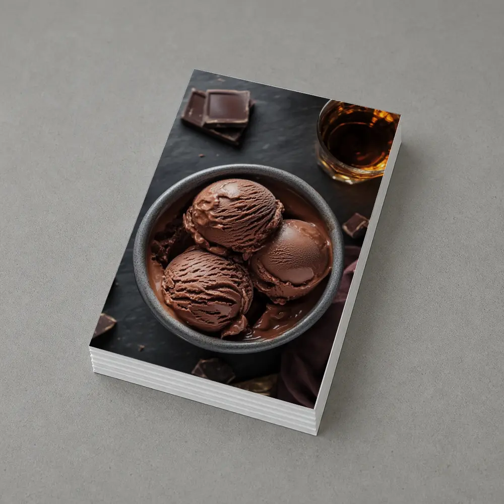 Dark Chocolate Ice Cream Bowl Dark Background – Postcards