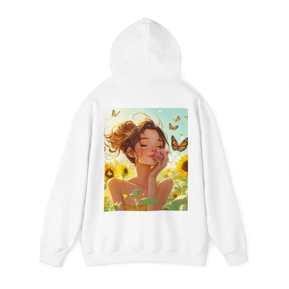 Anime Girl Smelling Flowers Sunflower Field – Hoodies