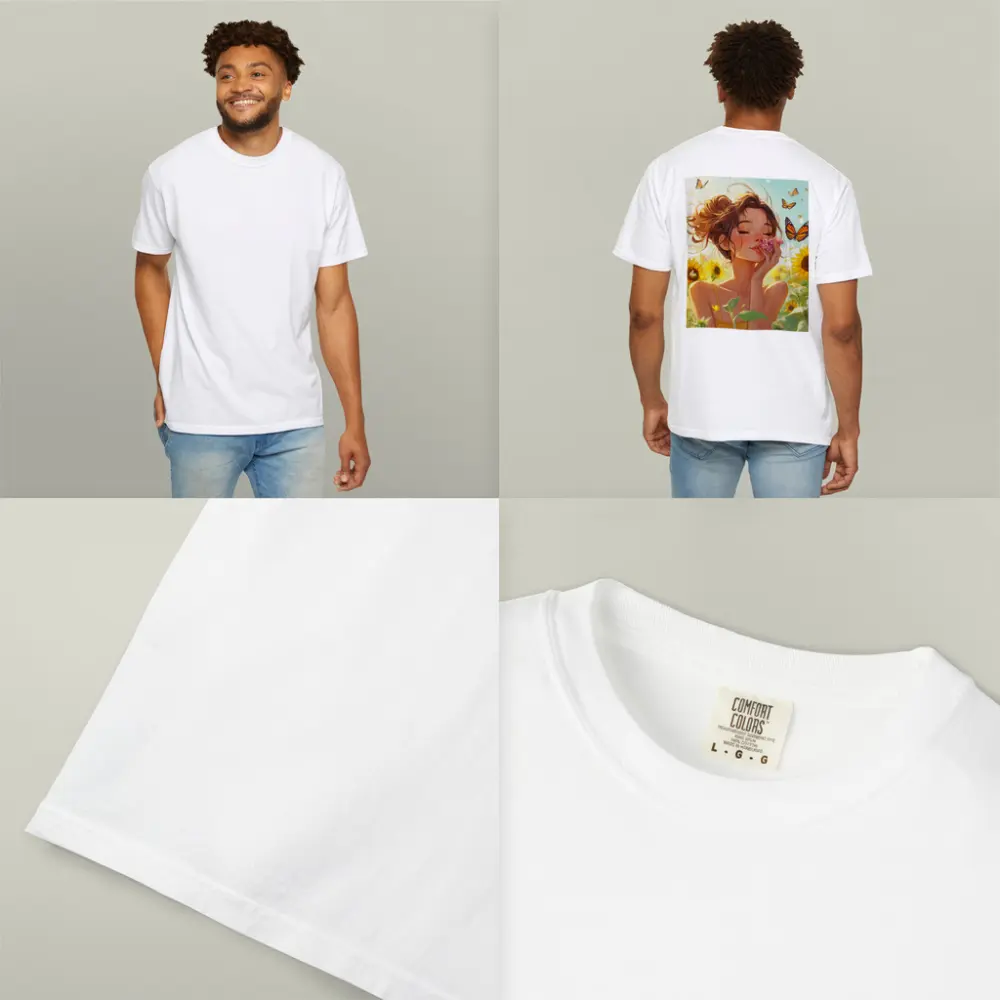 Anime Girl Smelling Flowers Sunflower Field – T-Shirts