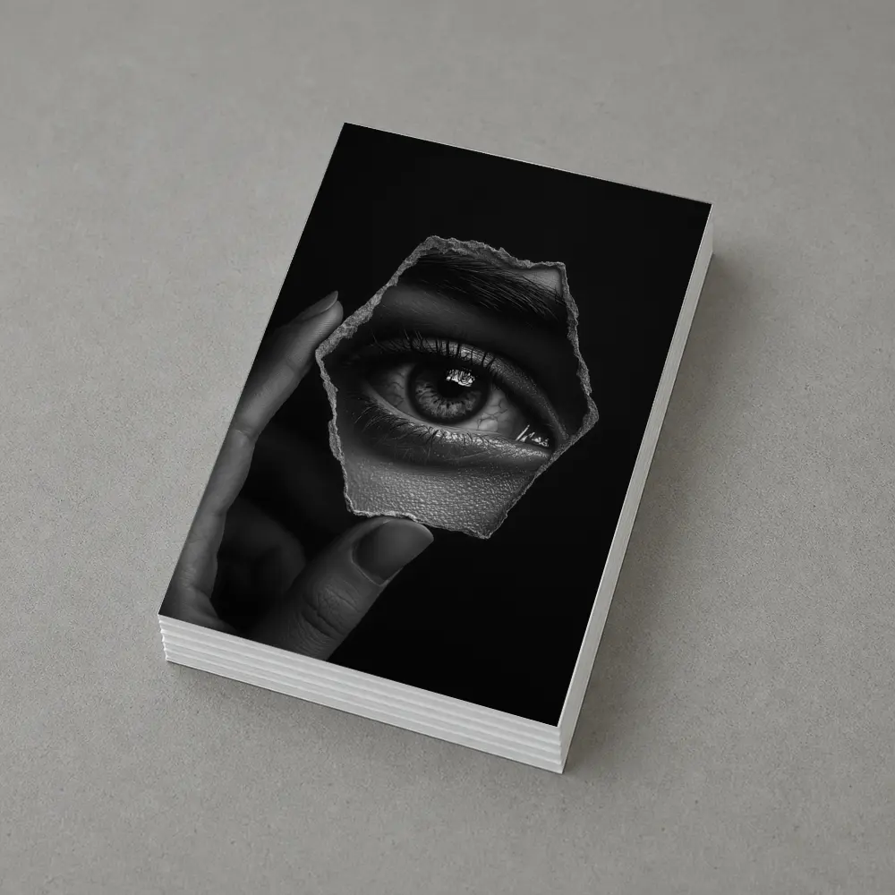 Hand Holding Eye Hexagon Black White – Postcards