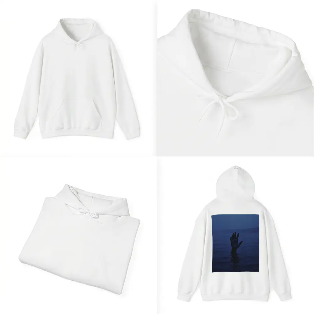 Hand Reaching From Dark Blue Ocean Water – Hoodies