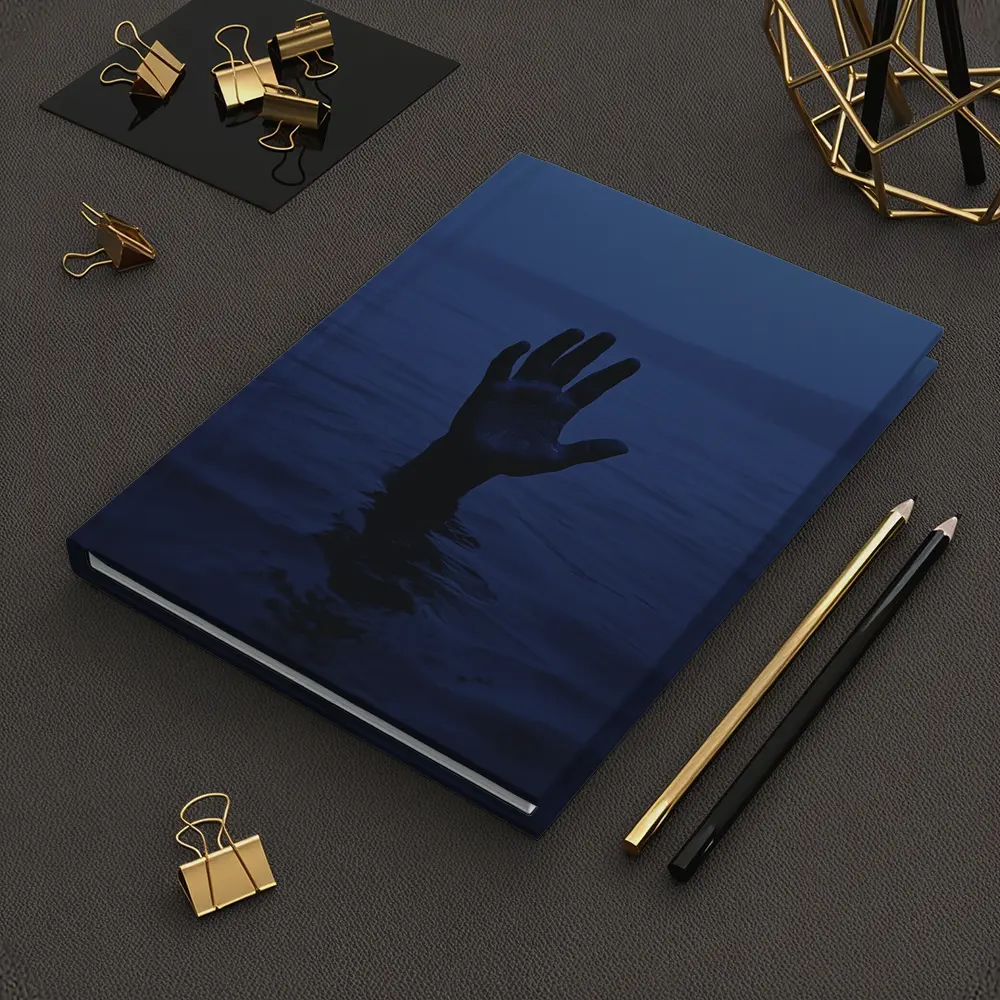 Hand Reaching From Dark Blue Ocean Water – Notebooks