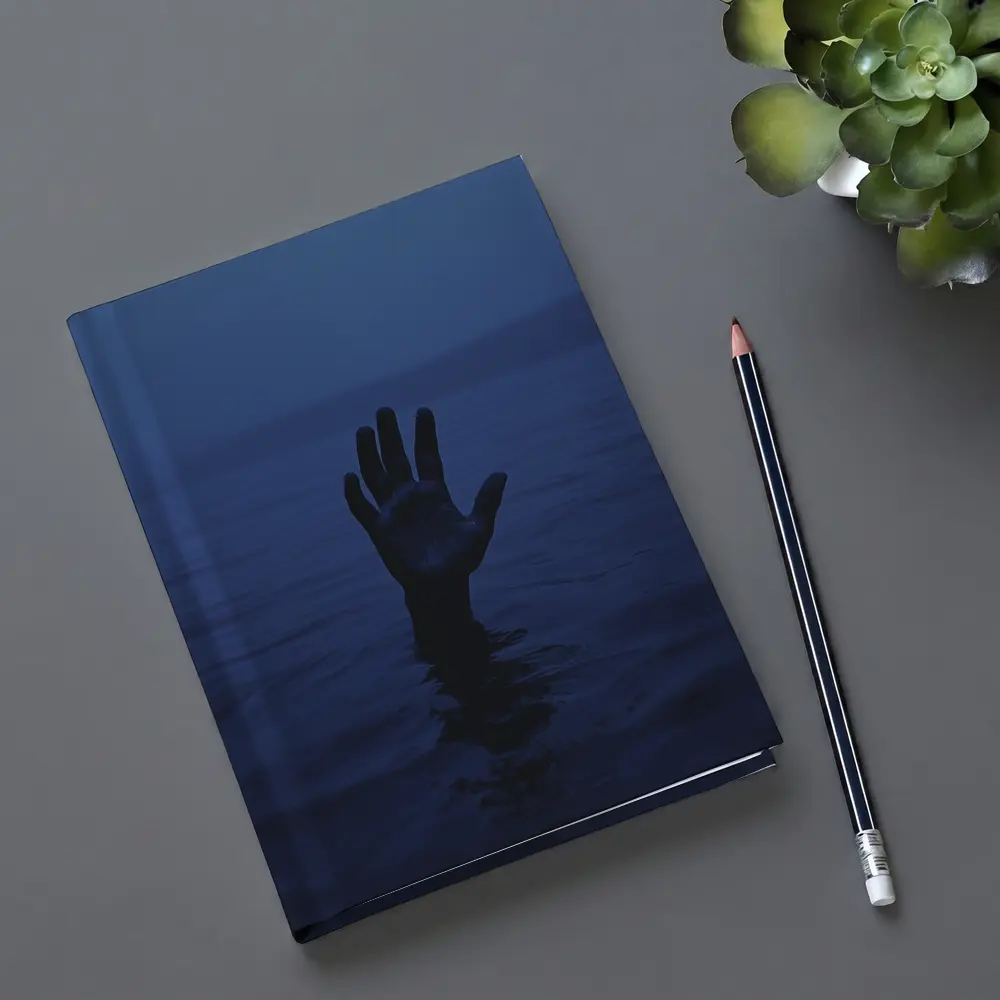 Hand Reaching From Dark Blue Ocean Water – Notebooks