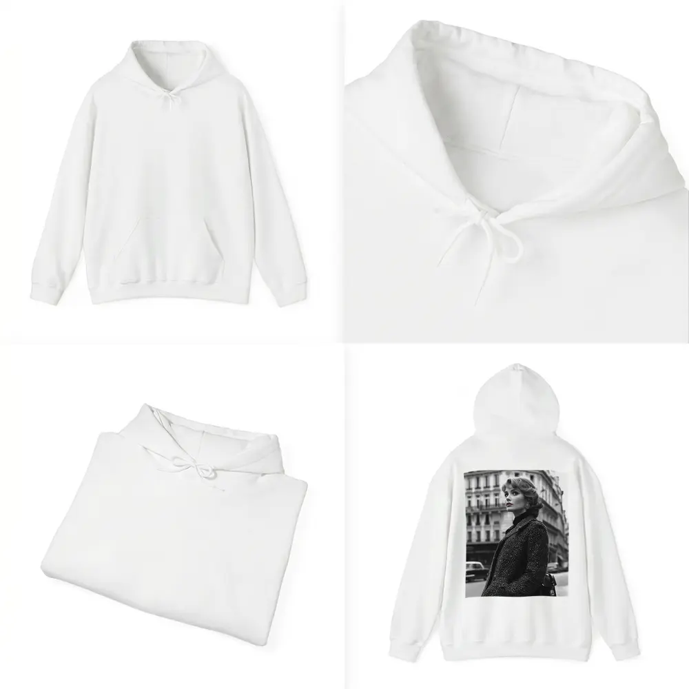 Elegant Woman Paris Street Black White – Hoodies