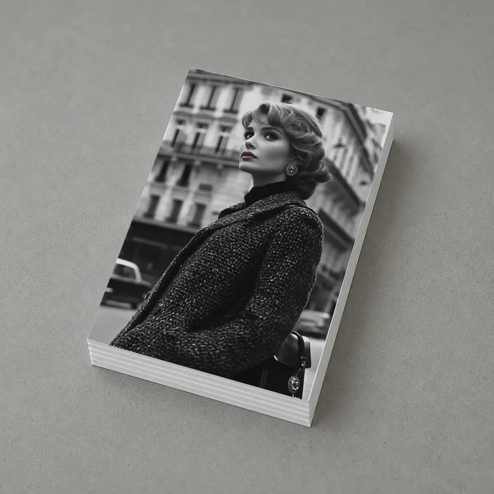 Elegant Woman Paris Street Black White – Postcards