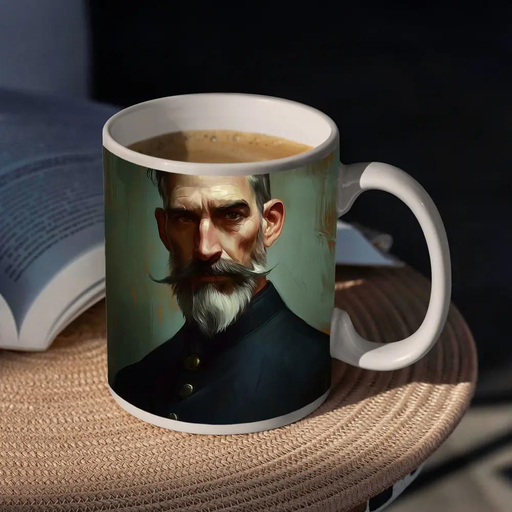 Bearded Man Portrait Digital Painting Art – Mugs