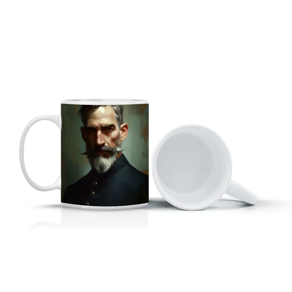 Bearded Man Portrait Digital Painting Art – Mugs