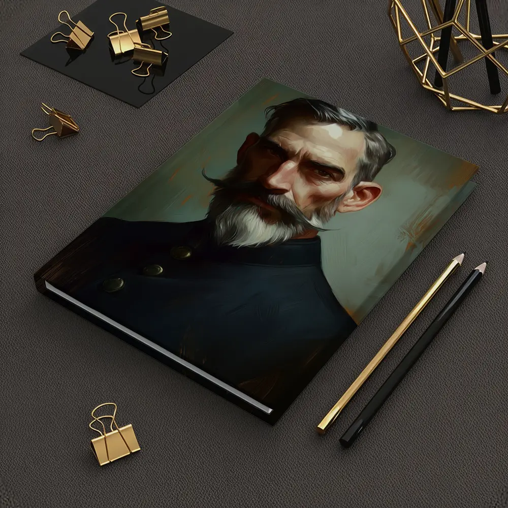 Bearded Man Portrait Digital Painting Art – Notebooks