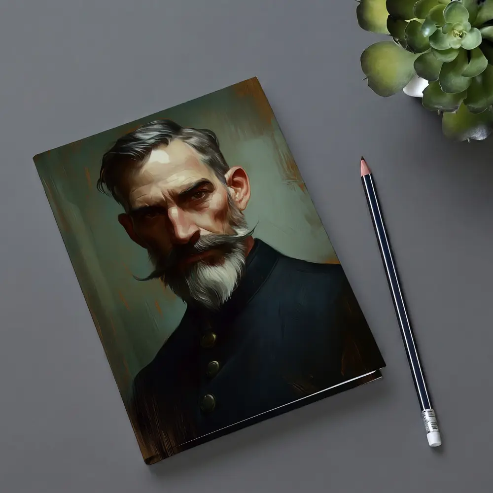 Bearded Man Portrait Digital Painting Art – Notebooks