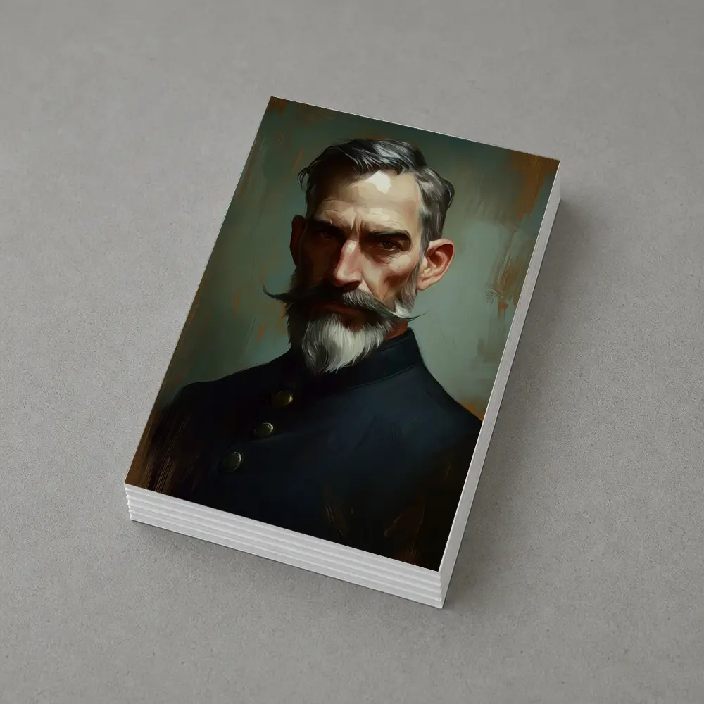 Bearded Man Portrait Digital Painting Art – Postcards