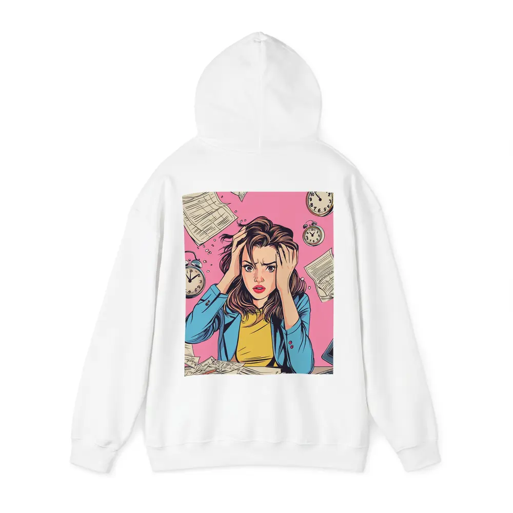 Stressed Woman Pop Art Pink Background – Hoodies