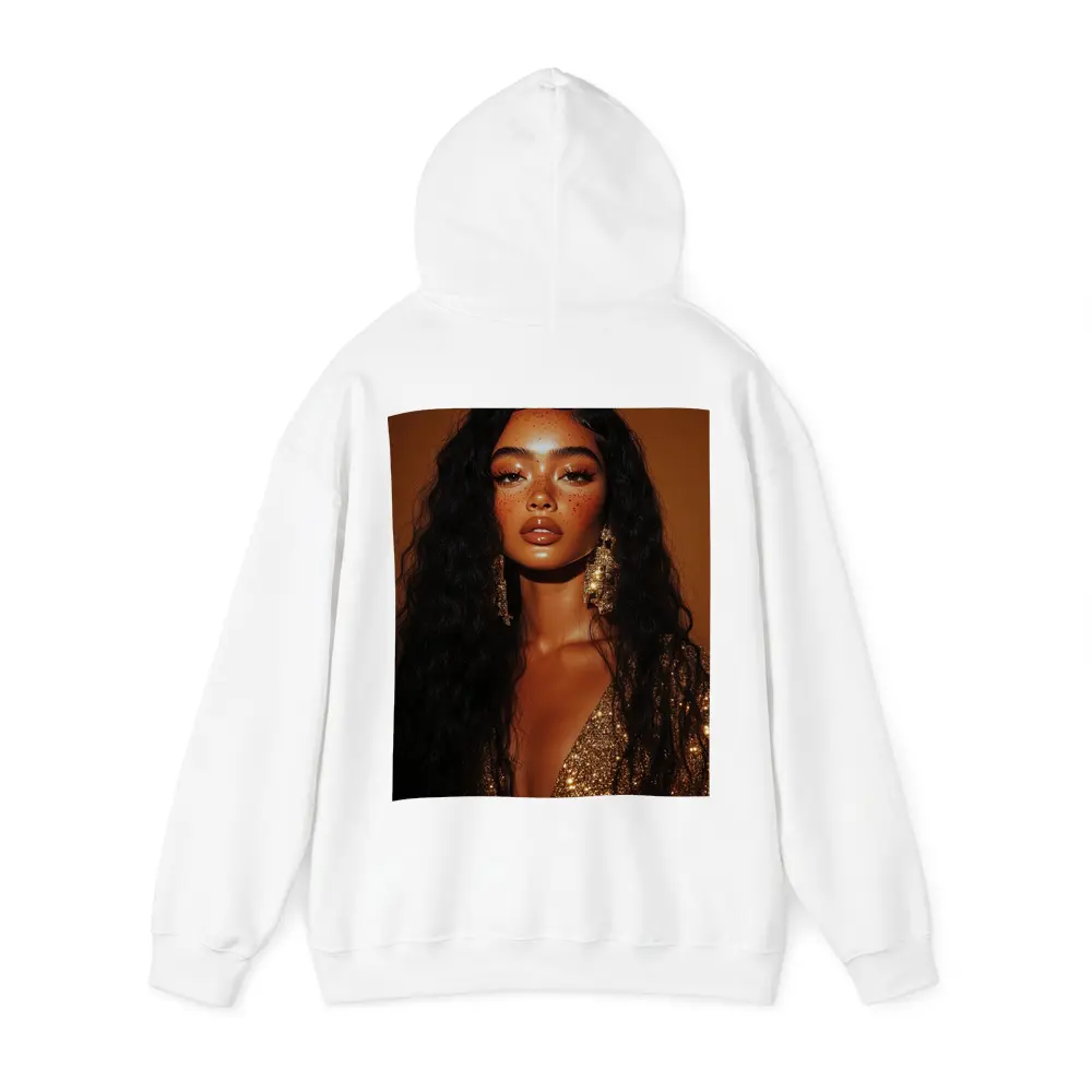 Glam Woman Gold Sequin Warm Brown Background – Hoodies