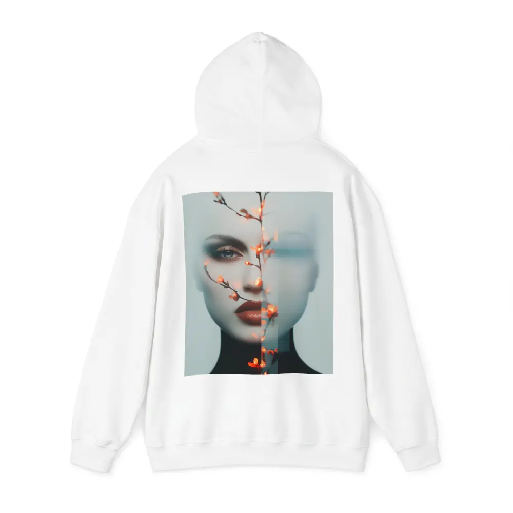 Woman Face Glitch Floral Branch Art – Hoodies