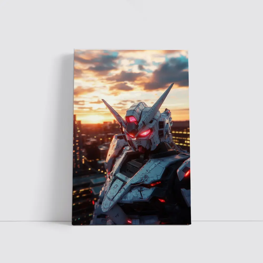 Gundam Robot Red Eyes Sunset City – Wall Art