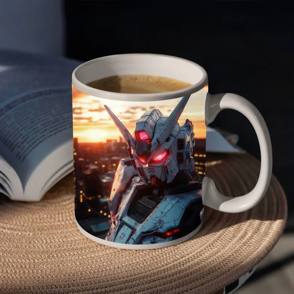 Gundam Robot Red Eyes Sunset City – Mugs
