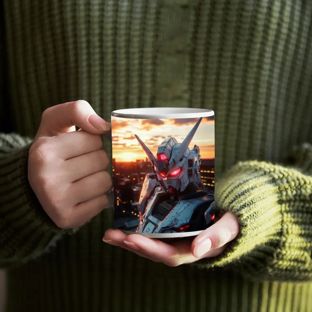 Gundam Robot Red Eyes Sunset City – Mugs