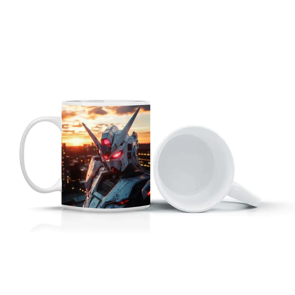 Gundam Robot Red Eyes Sunset City – Mugs