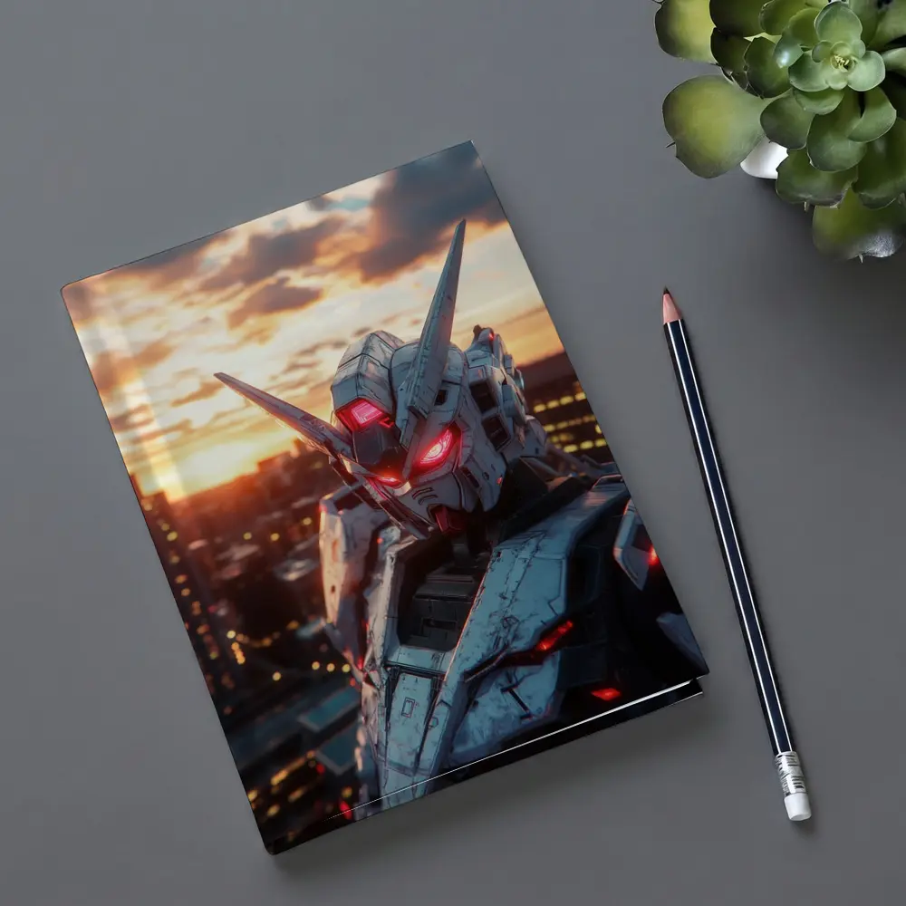 Gundam Robot Red Eyes Sunset City – Notebooks