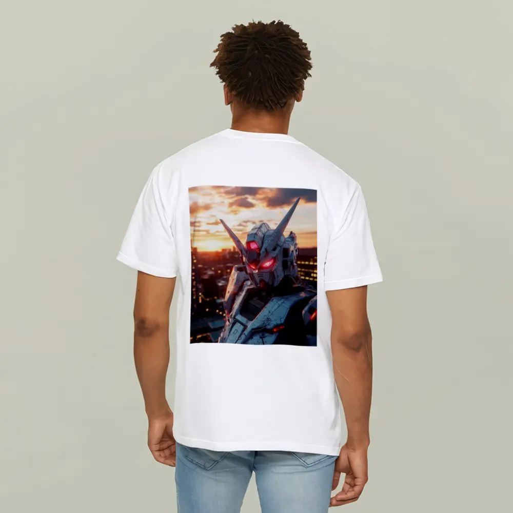 Gundam Robot Red Eyes Sunset City – T-Shirts