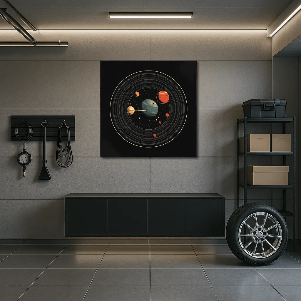 Retro Solar System Vinyl Record Space Art – Wall Art