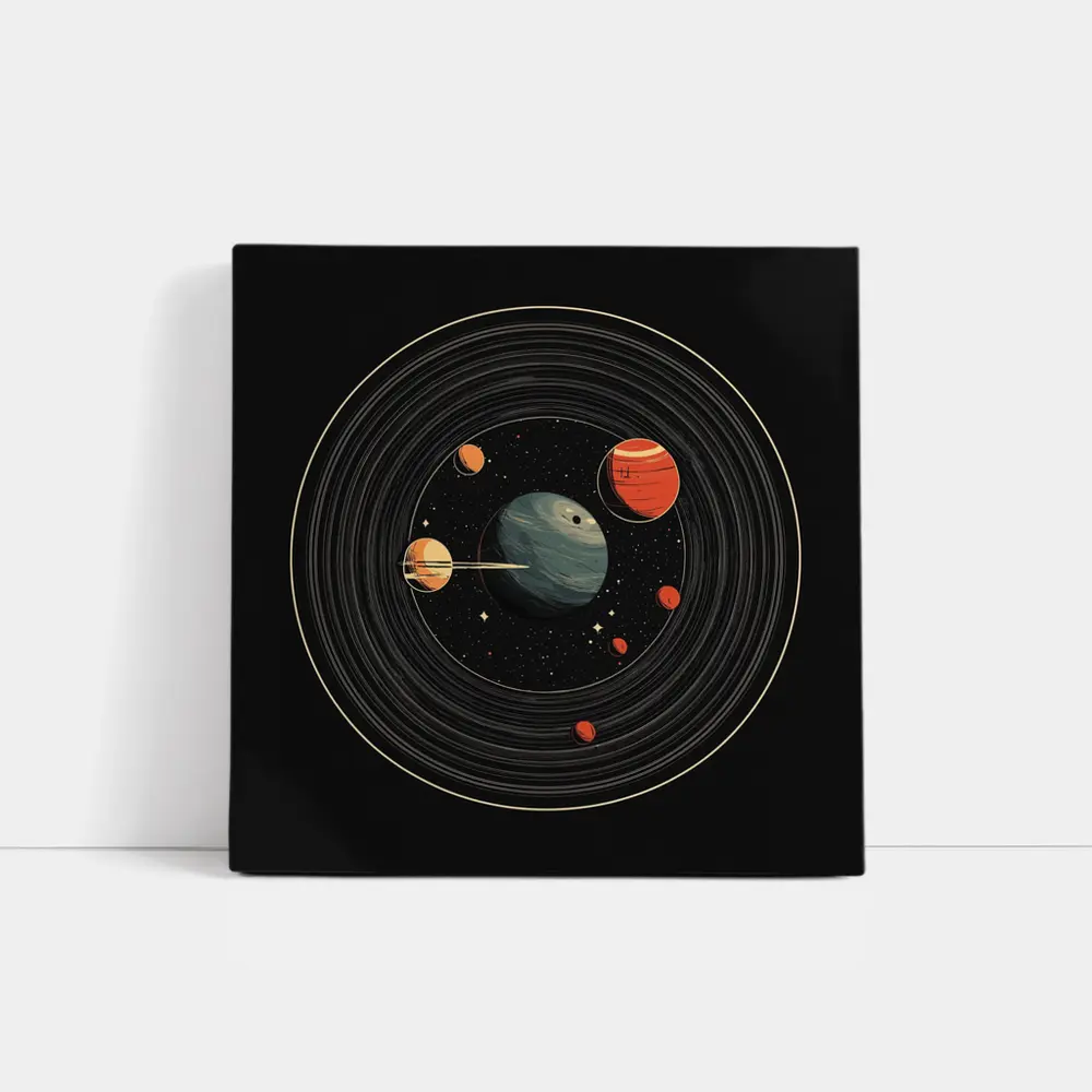 Retro Solar System Vinyl Record Space Art – Wall Art