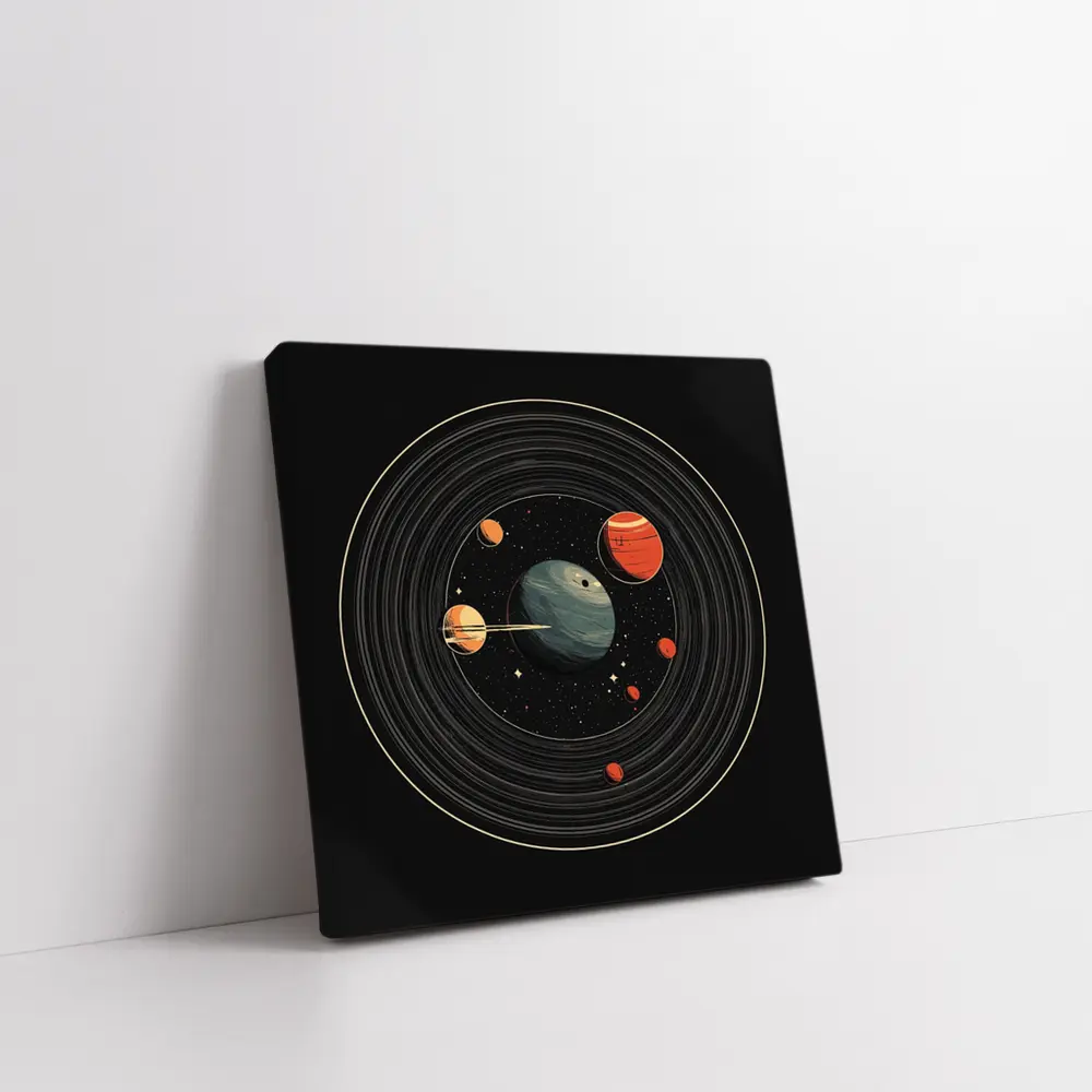 Retro Solar System Vinyl Record Space Art – Wall Art