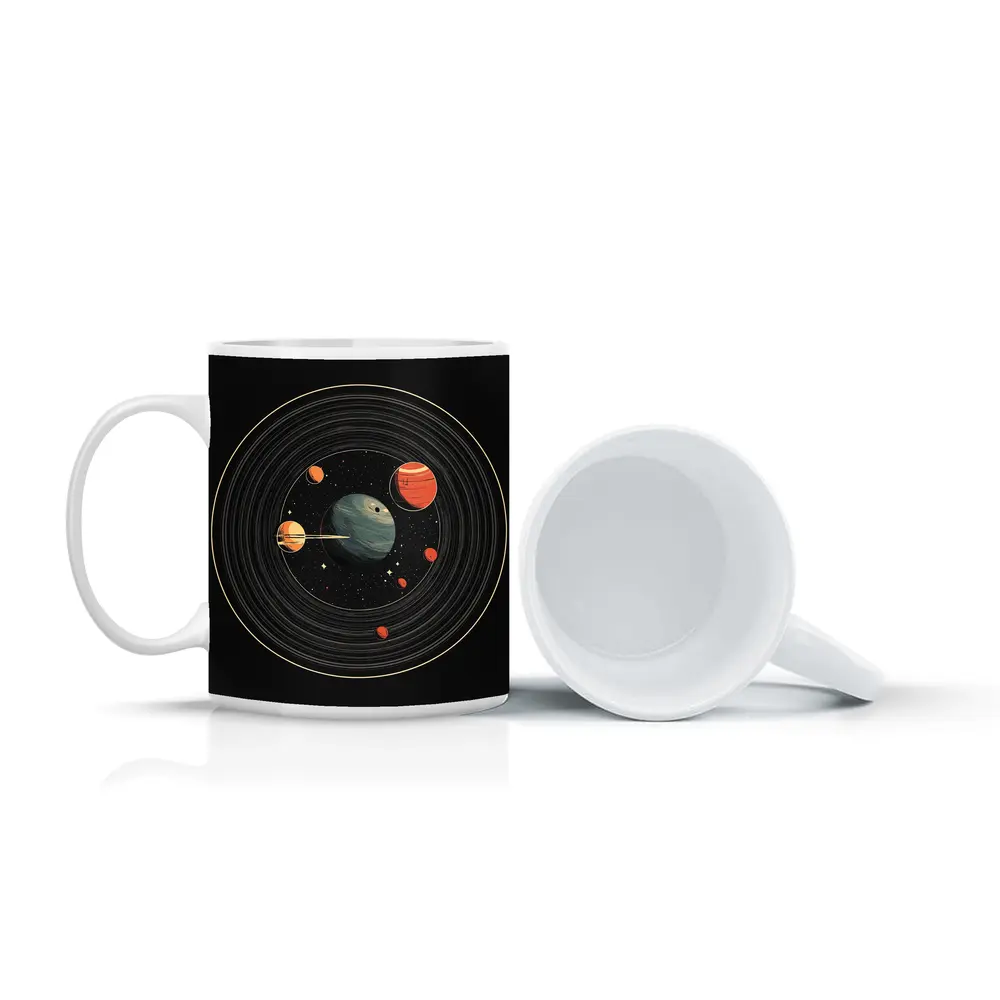 Retro Solar System Vinyl Record Space Art – Mugs