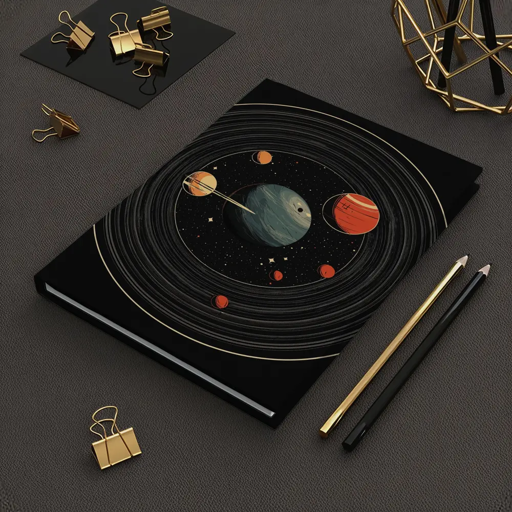 Retro Solar System Vinyl Record Space Art – Notebooks