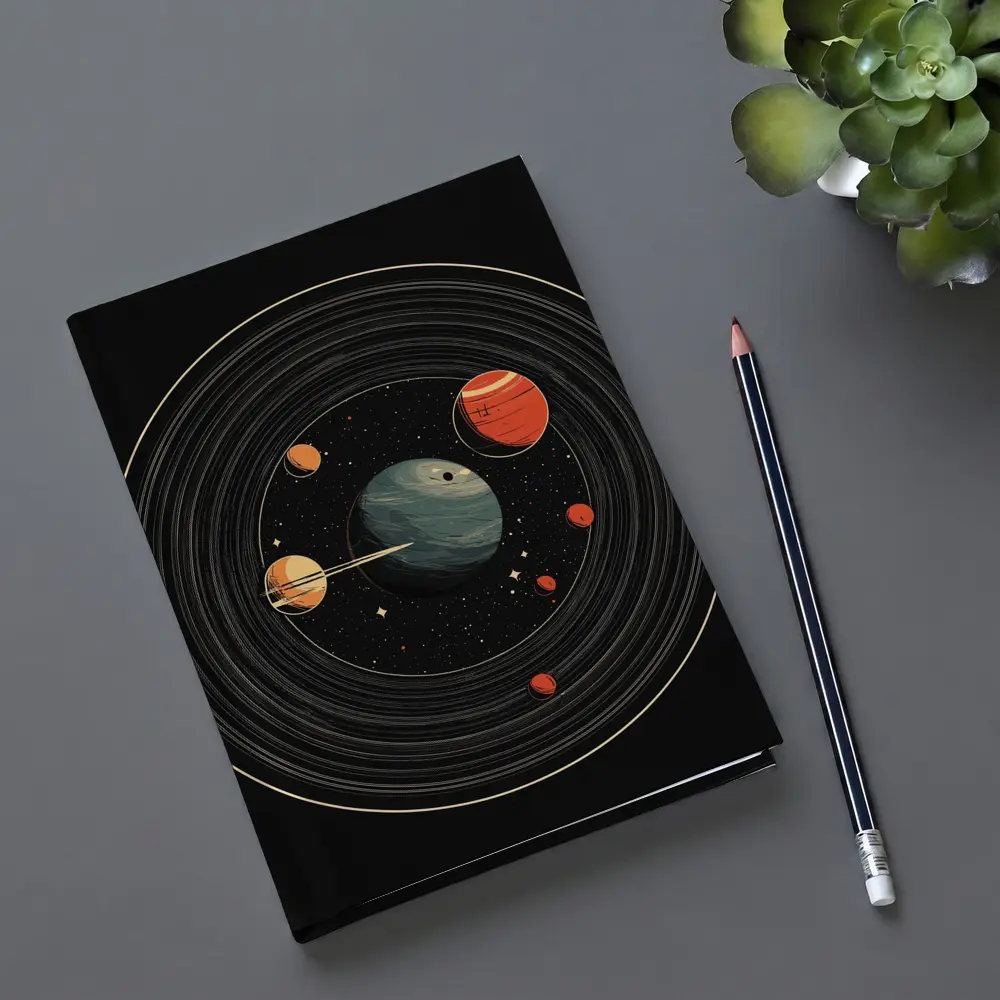 Retro Solar System Vinyl Record Space Art – Notebooks