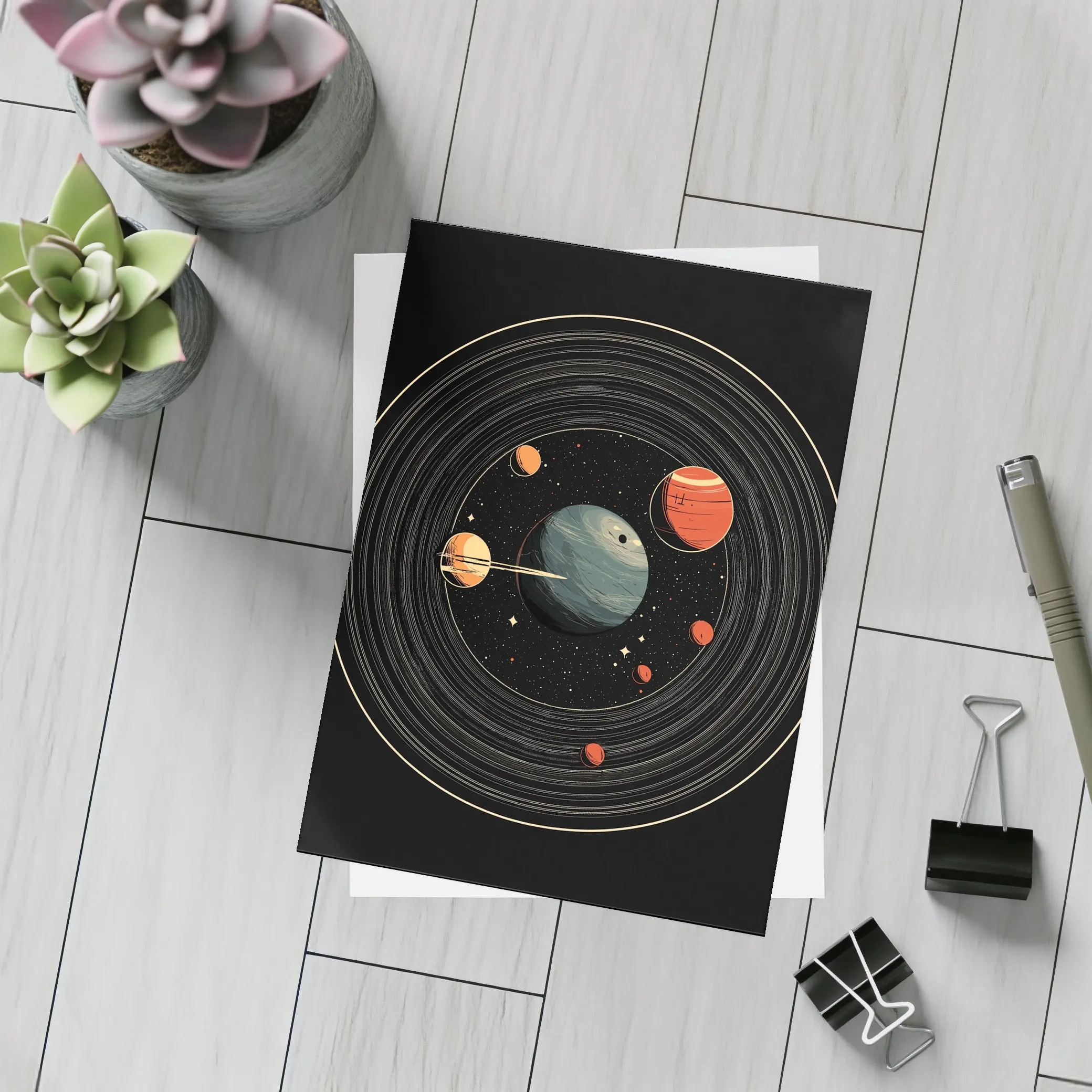 Retro Solar System Vinyl Record Space Art – Postcards