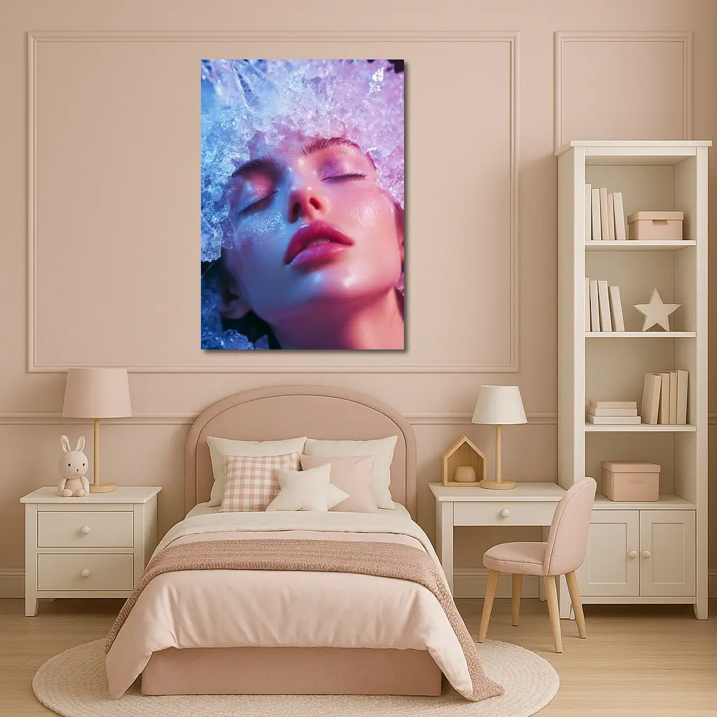 Woman Ice Crystal Crown Ethereal Fantasy Portrait – Wall Art