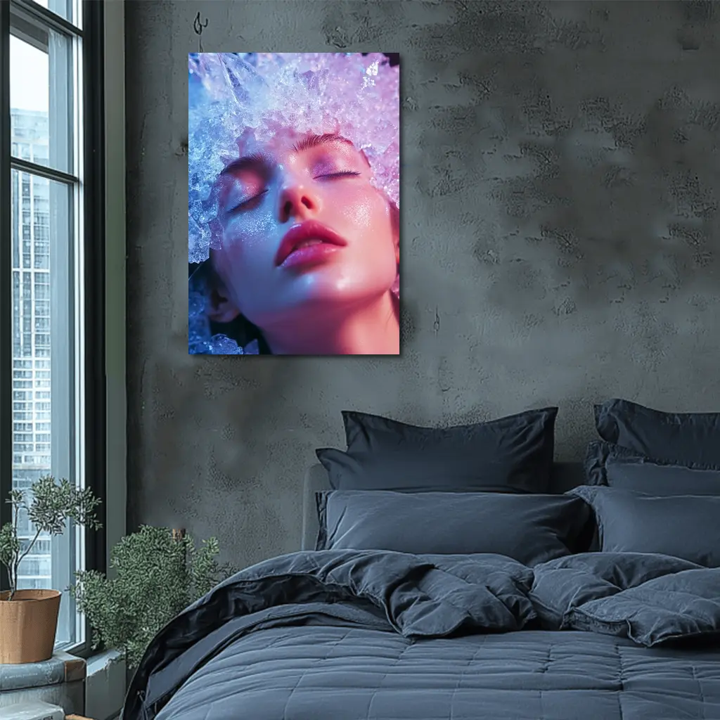 Woman Ice Crystal Crown Ethereal Fantasy Portrait – Wall Art
