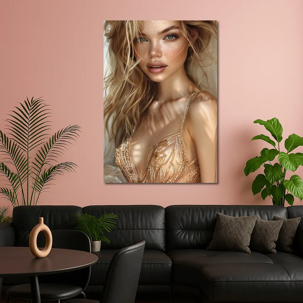 Blonde Woman Digital Art Fashion Portrait – Wall Art