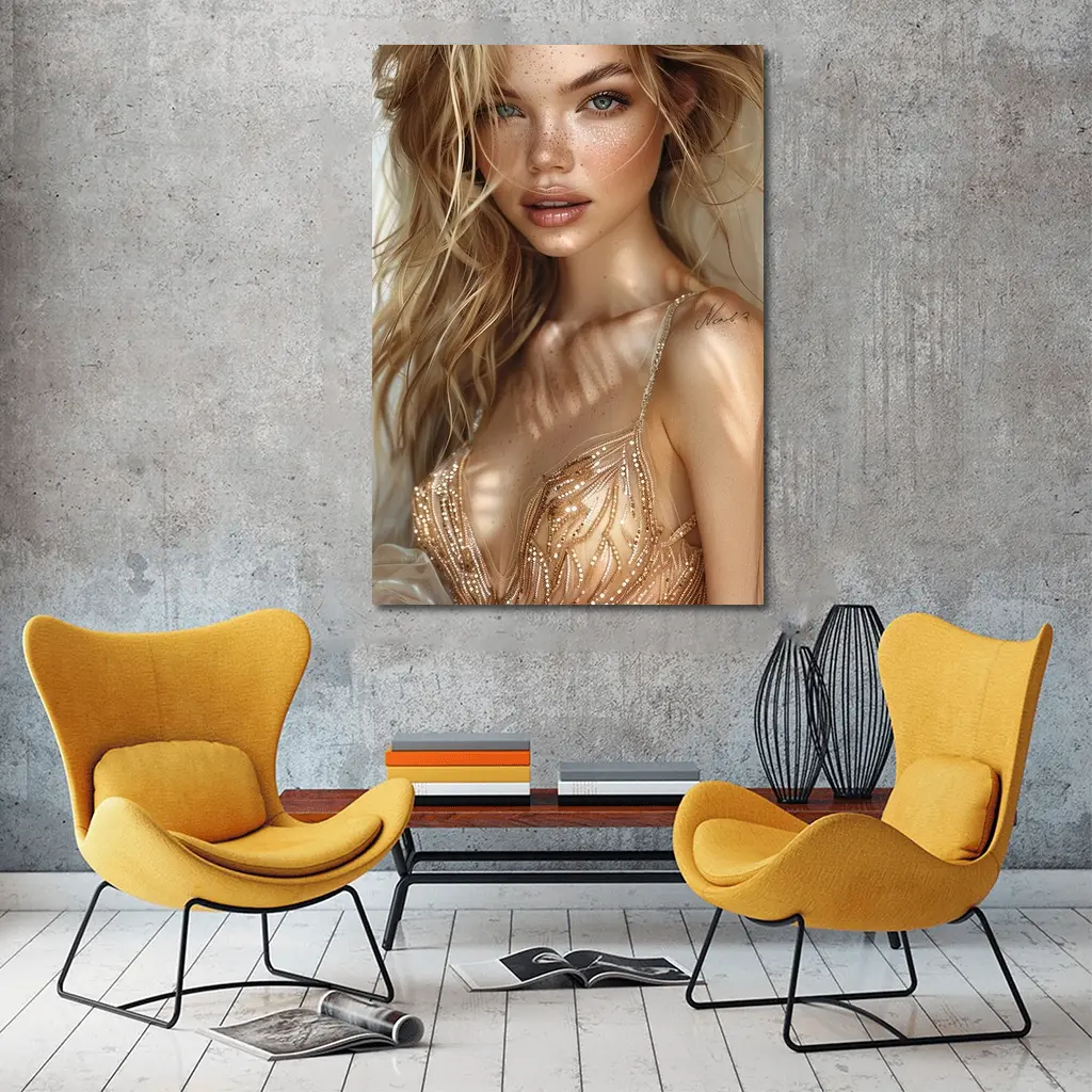Blonde Woman Digital Art Fashion Portrait – Wall Art
