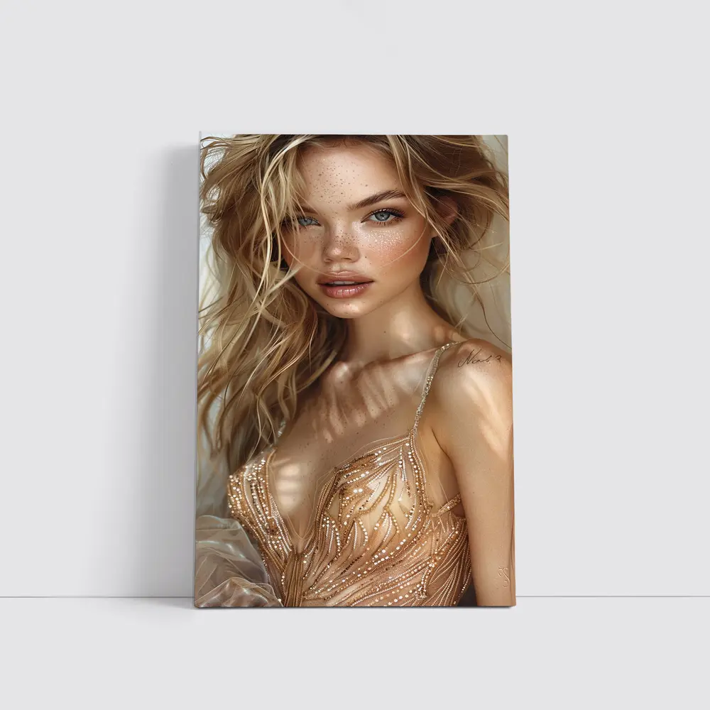 Blonde Woman Digital Art Fashion Portrait – Wall Art