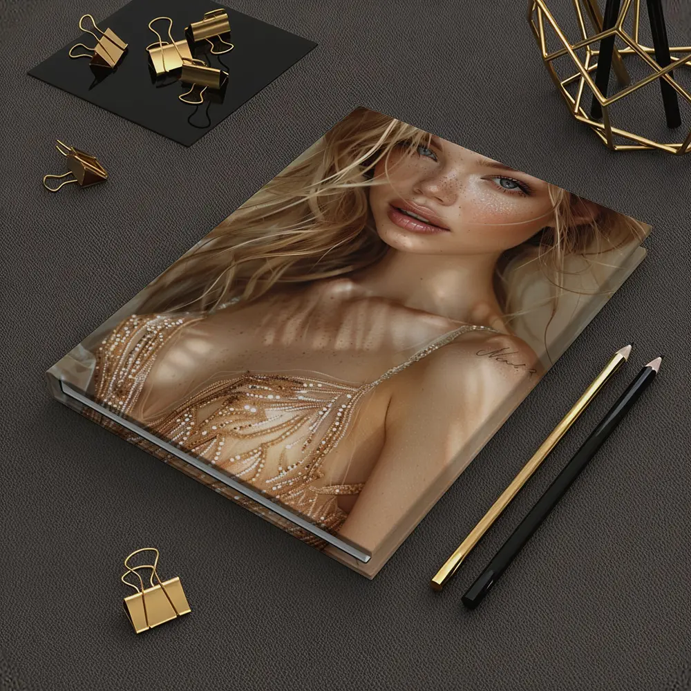 Blonde Woman Digital Art Fashion Portrait – Notebooks