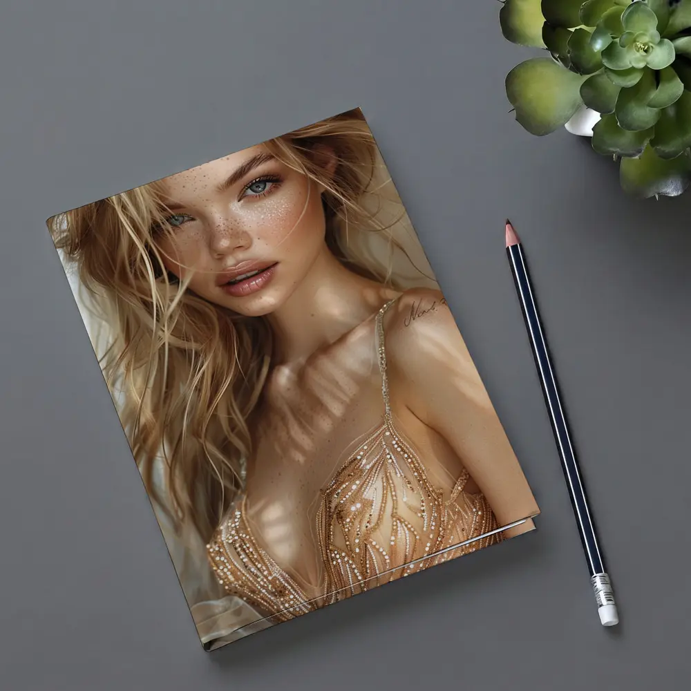 Blonde Woman Digital Art Fashion Portrait – Notebooks