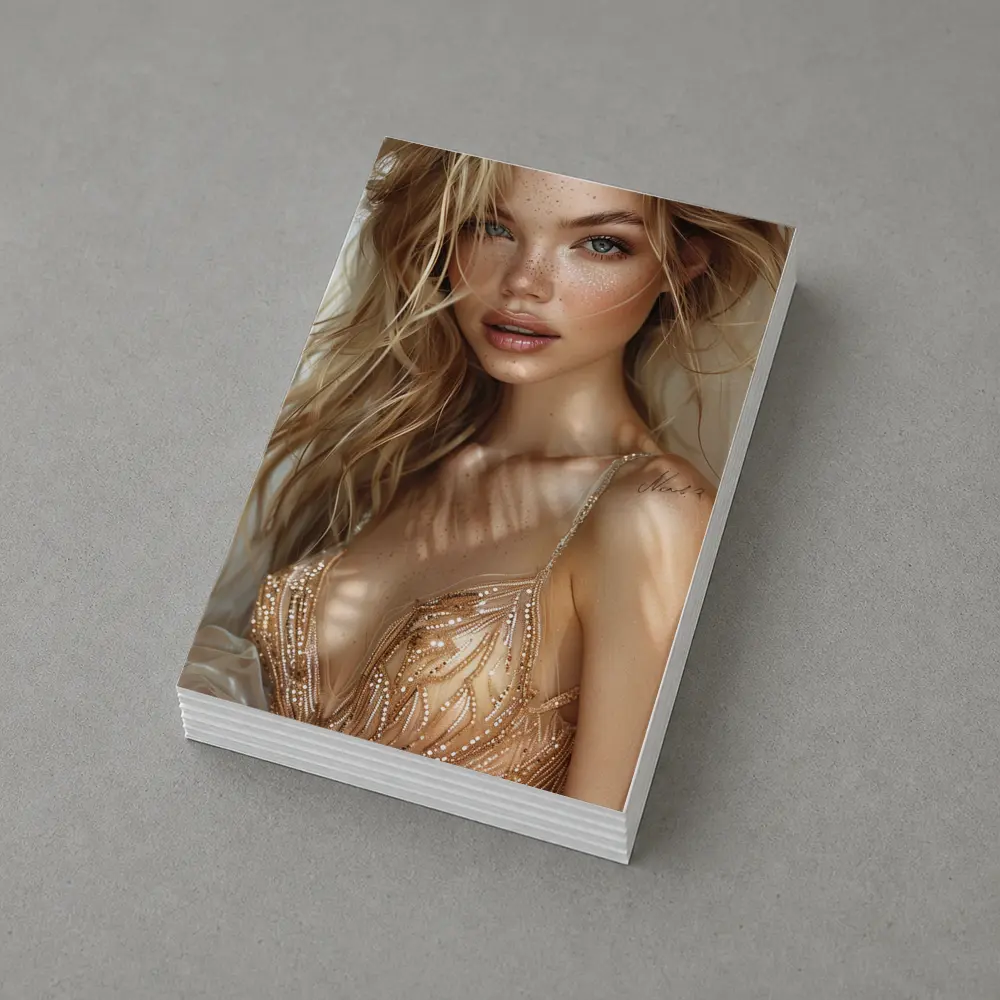 Blonde Woman Digital Art Fashion Portrait – Postcards