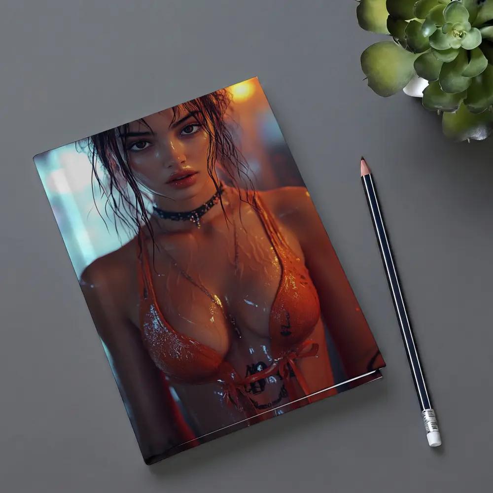 Wet Woman Neon Urban Night Rain – Notebooks