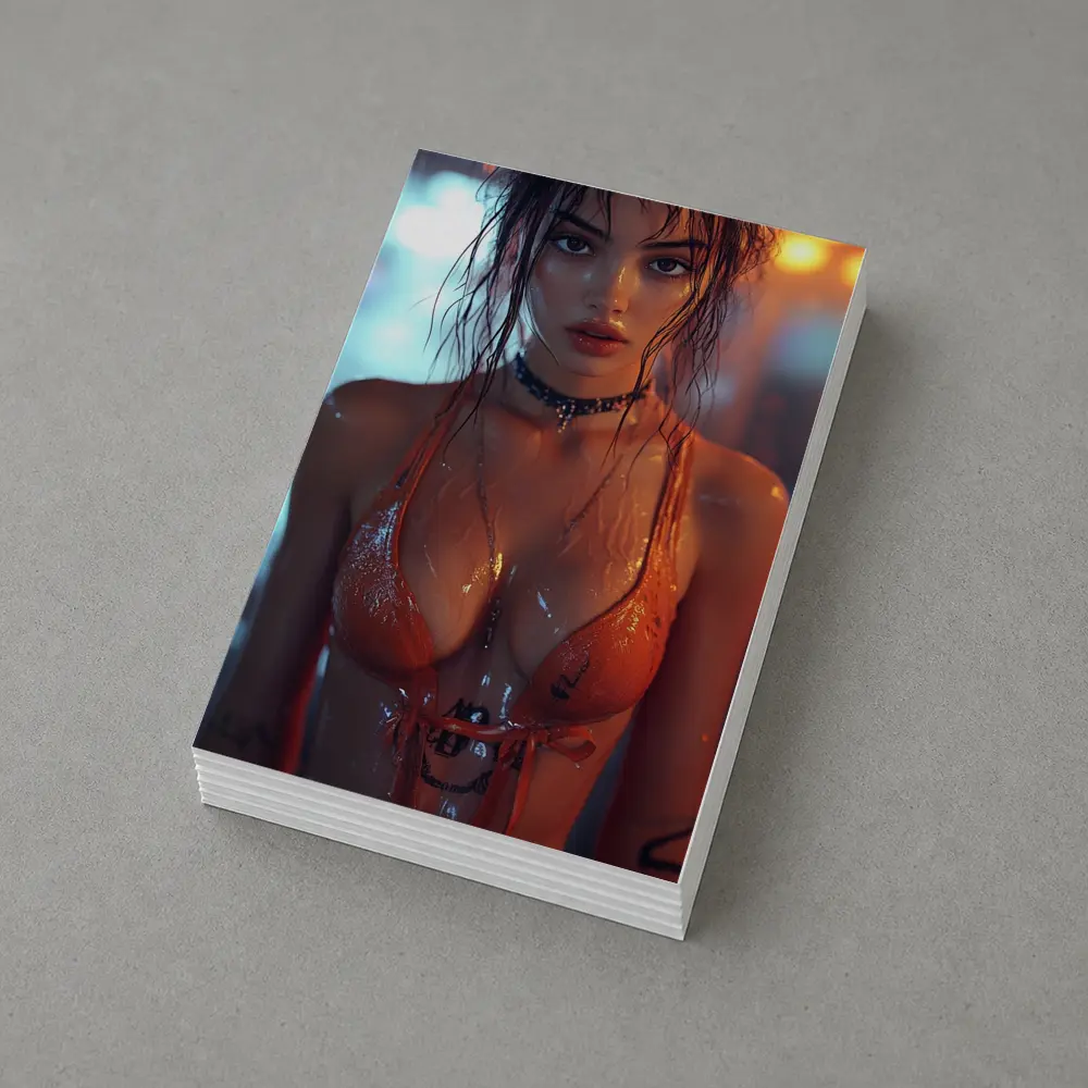 Wet Woman Neon Urban Night Rain – Postcards