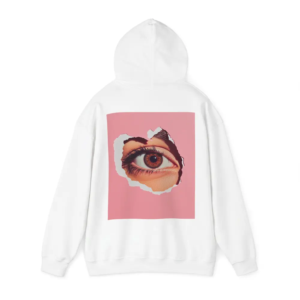 Brown Eye Peering Through Torn Pink Paper – Hoodies