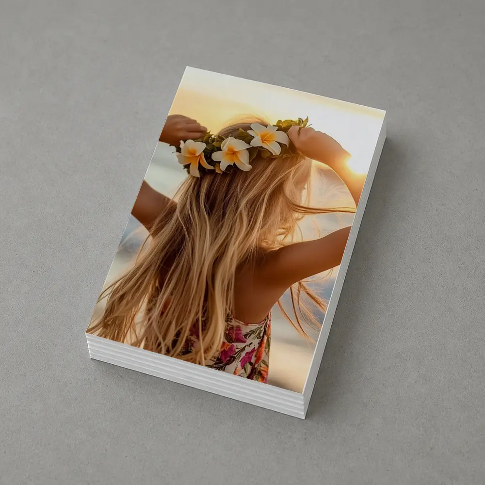 Girl Plumeria Crown Golden Beach Sunset – Postcards