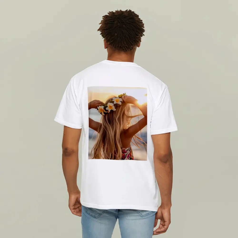 Girl Plumeria Crown Golden Beach Sunset – T-Shirts