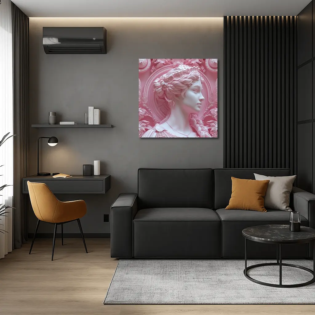 Pink Goddess Classical Relief Sculpture Art – Wall Art