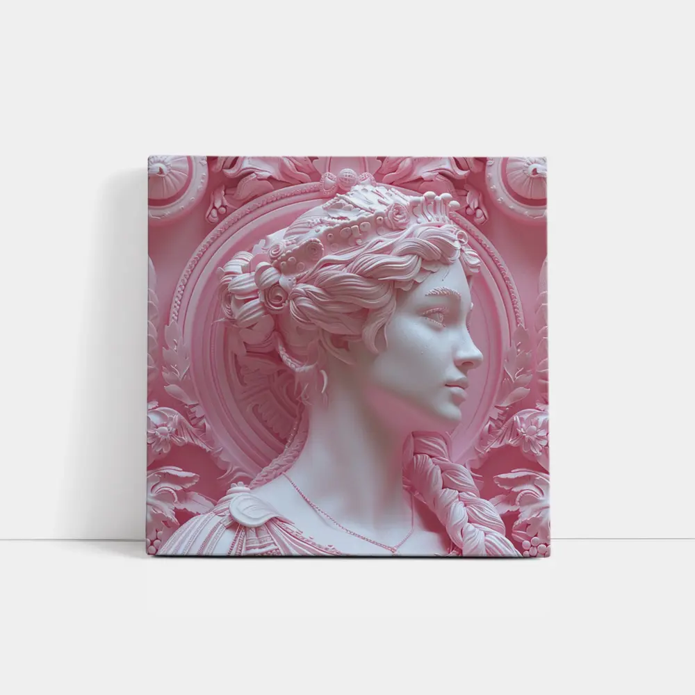 Pink Goddess Classical Relief Sculpture Art – Wall Art