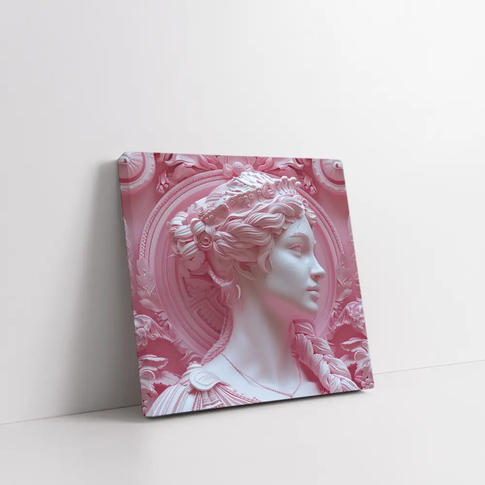 Pink Goddess Classical Relief Sculpture Art – Wall Art