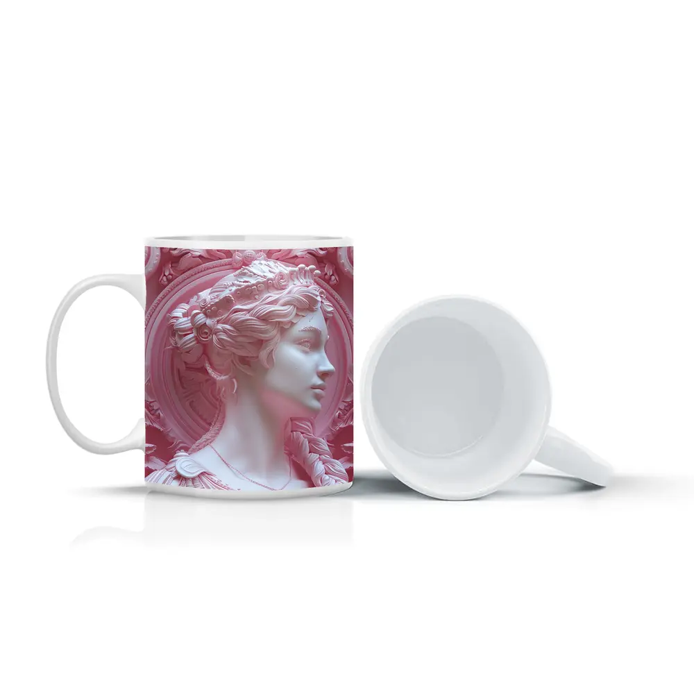 Pink Goddess Classical Relief Sculpture Art – Mugs
