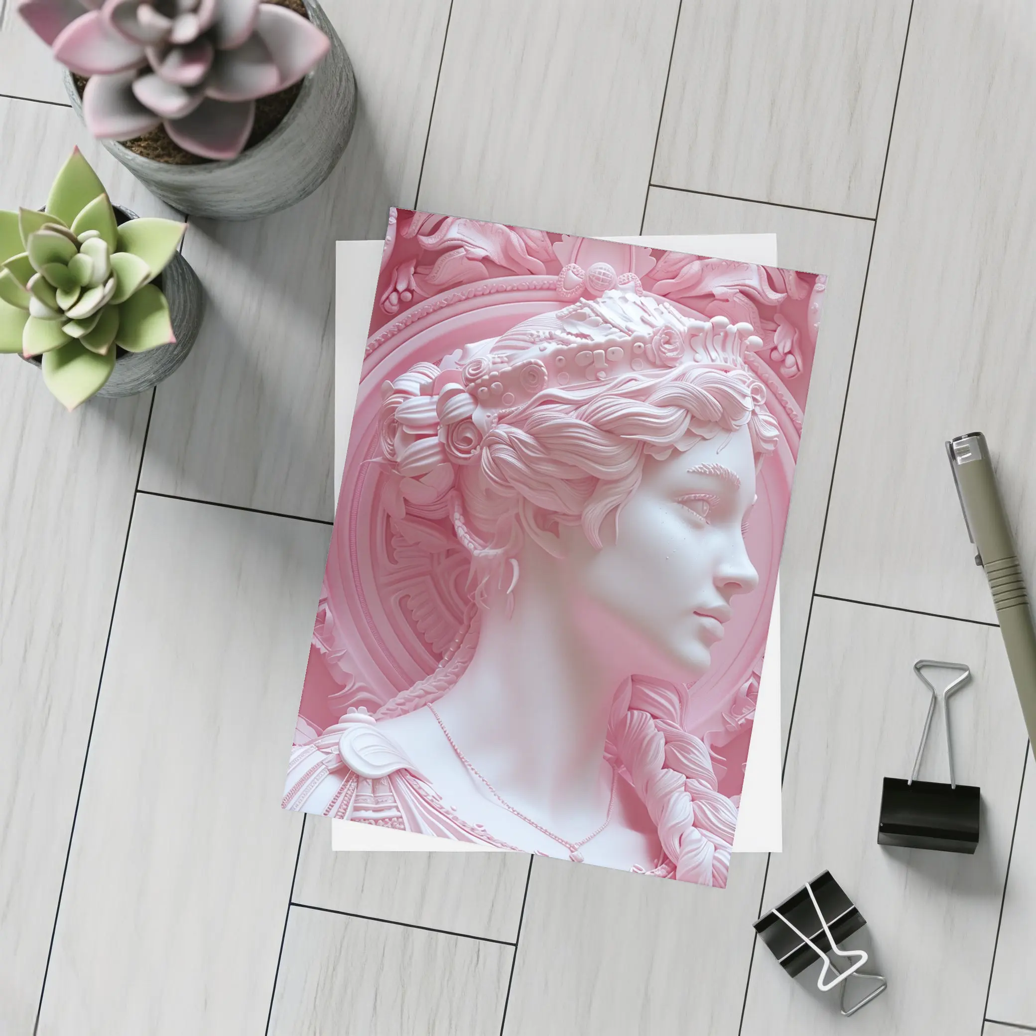 Pink Goddess Classical Relief Sculpture Art – Postcards